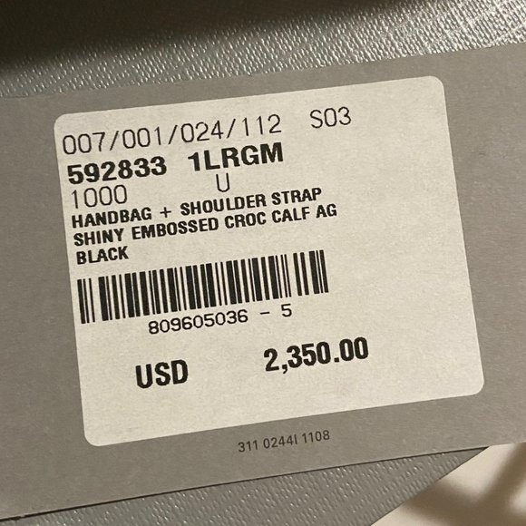 WOMEN'S HOURGLASS XS HANDBAG CROCODILE EMBOSSED IN BLACK - Picture 6 of 10